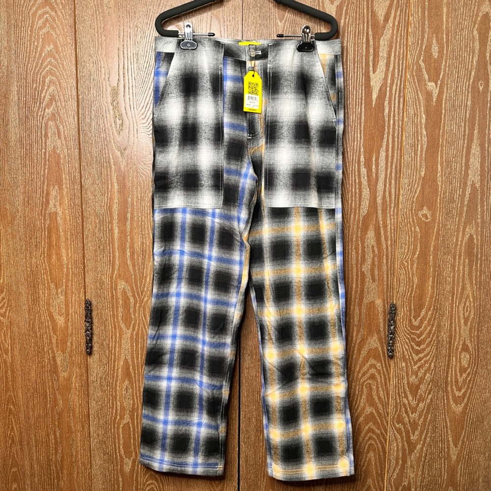 NWT Market Nelson Pant Multi Plaid Patchwork Streetwear Trousers Small Mens Punk